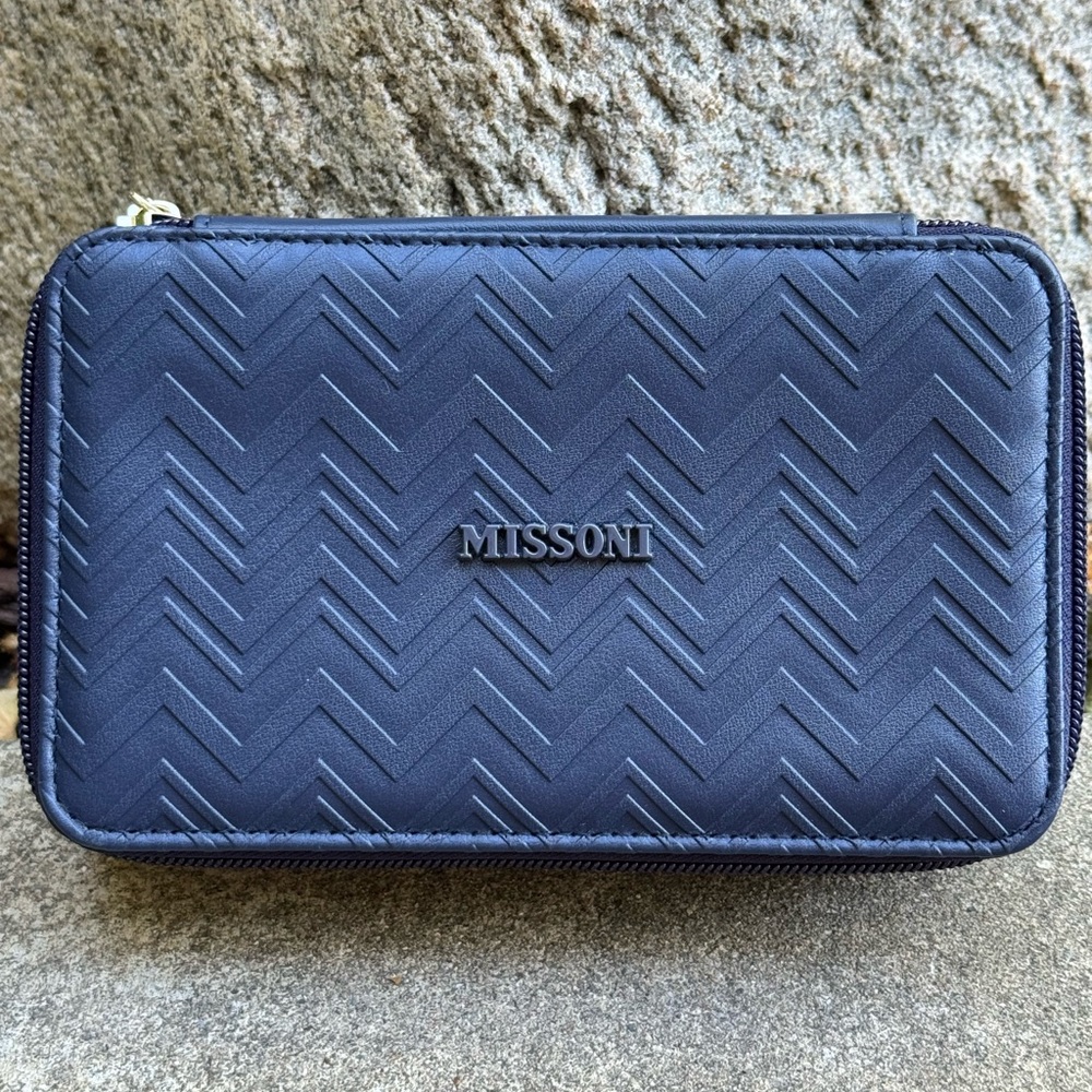 Missoni navy Chevron cosmetic toiletry case